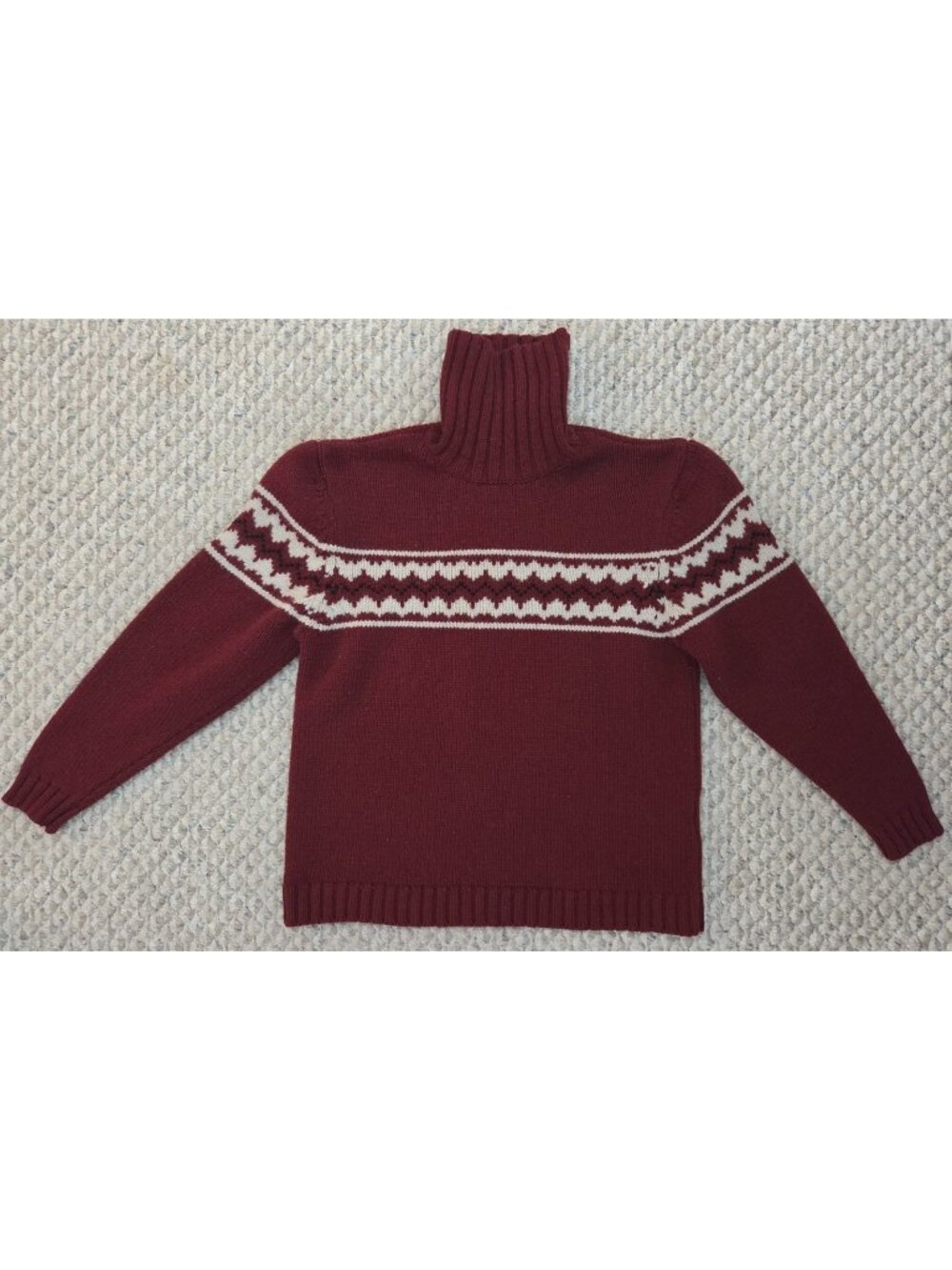 celio Lambs Wool Size Large L Turtleneck Sweater Long Sleeve Roll Neck Burgundy